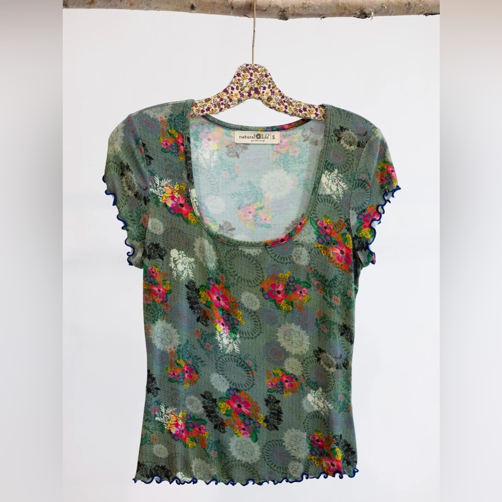 🌙NATURAL LIFE Devon "ButterSoft" Short Sleeve Top - Turquoise Pink Mandala🌙